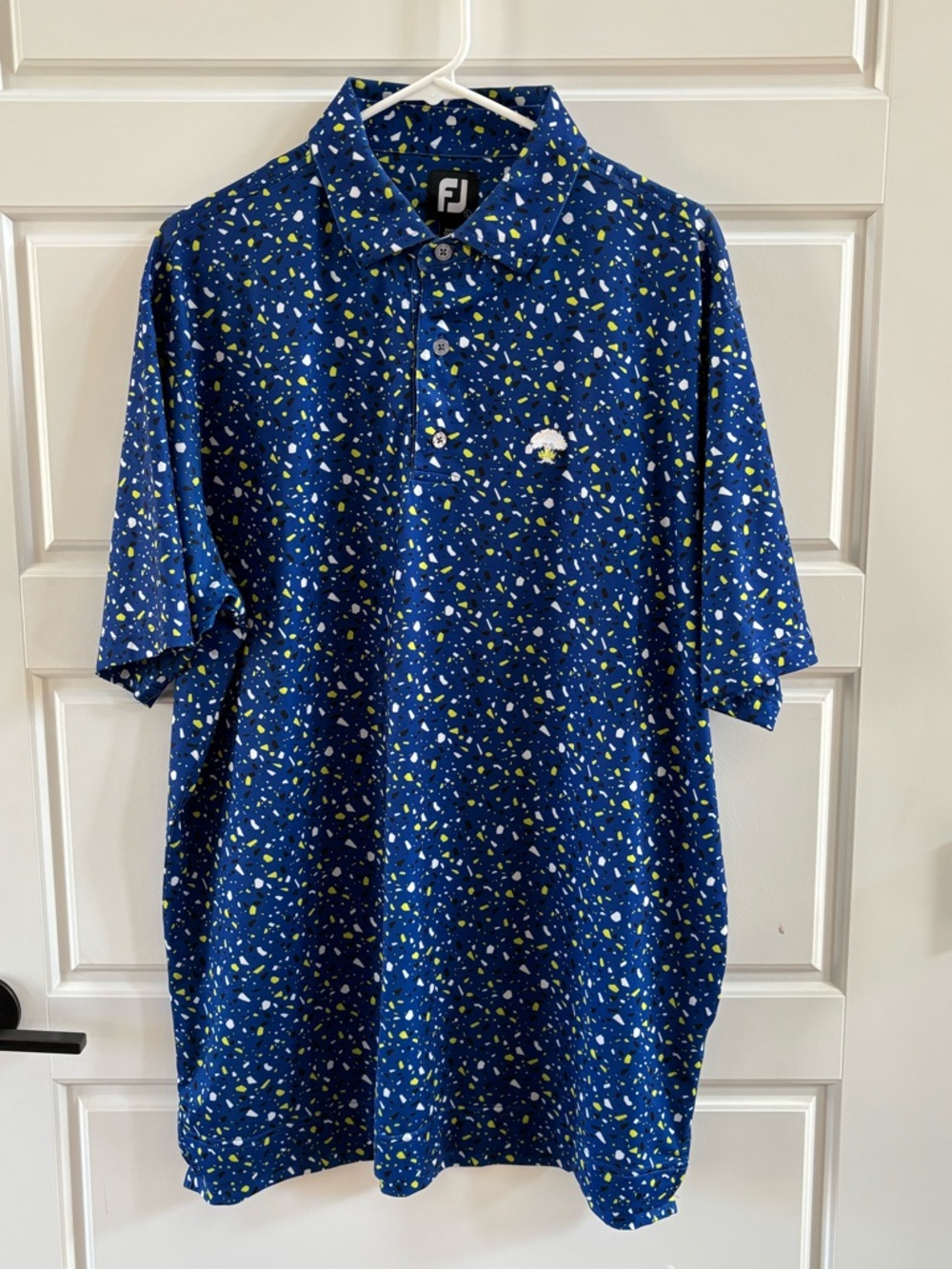 FootJoy Blue Terrazzo Print Golf Polo Shirt Men’s Large Performance Stretch